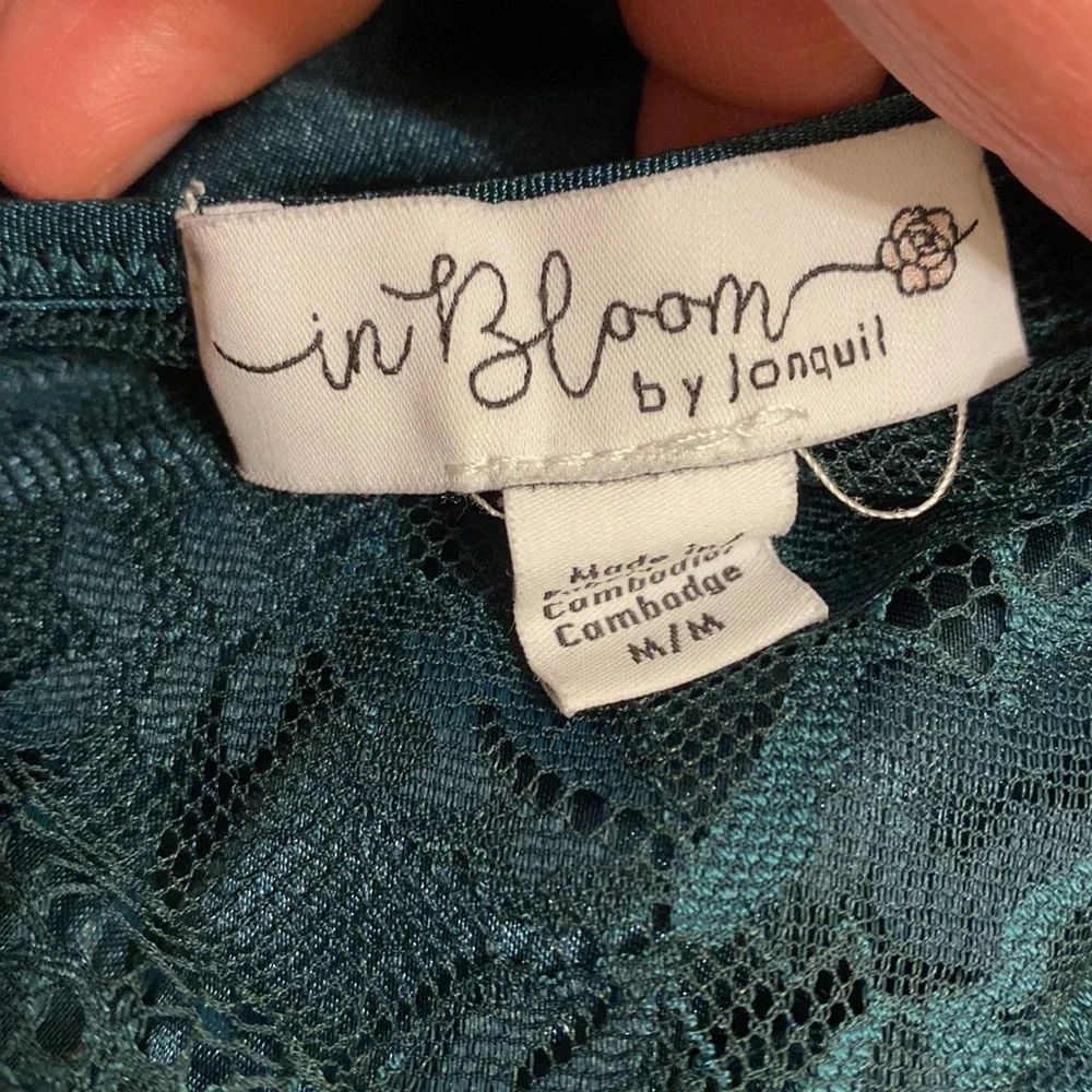 In Bloom by Jonquil Elegant Teal Lace Slip Dress. Size M